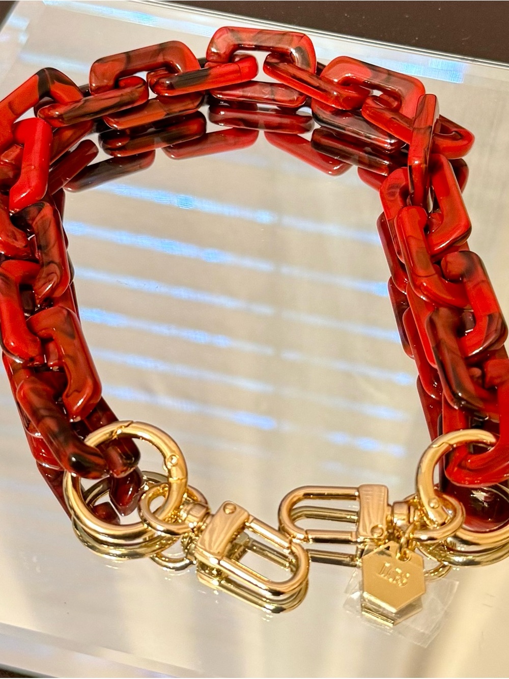 Little Gift Shop Red & Black Marble Acrylic Bag Chain